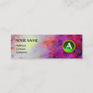 MON MONOGRAM hell fuchsisch lila grün Mini Visitenkarte