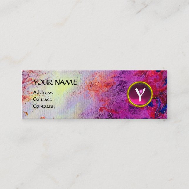 MON MONOGRAM hell fuchsisch lila rosa Mini Visitenkarte (Vorderseite)