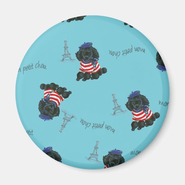 Mon Petit Chou Chou Black Poodle Puppy Magnet (Vorne)