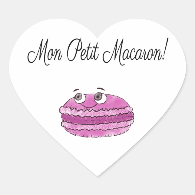 Mon Petit Macaron Herz-Aufkleber (Vorderseite)
