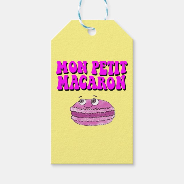 Mon Petit Macaron Retro Groovy Text Geschenkanhänger (Vorderseite)