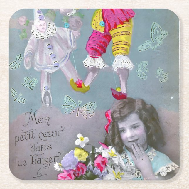 Mon petite coeur dans ce baiser 2 rechteckiger pappuntersetzer (Vorderseite)
