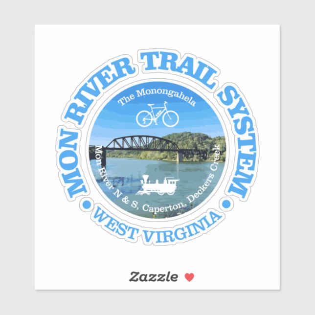 Mon River Trail System (radfahren c) Aufkleber (Blatt)