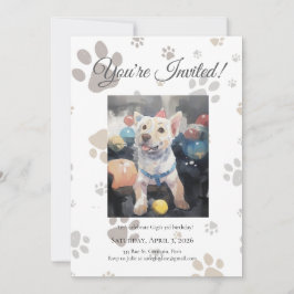 Mon Toutou French Inspired Dog Birthday Invitation Einladung