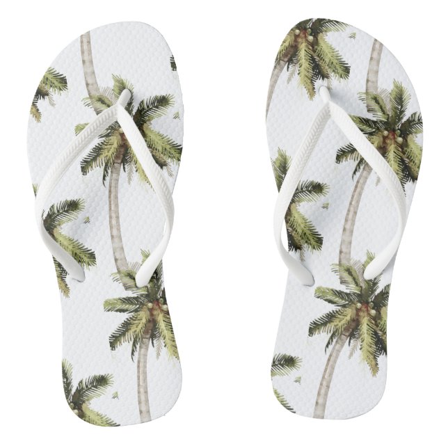 MONA Beach Watercolor Palm Tree Hochzeit Flip Flop (Fußbett)