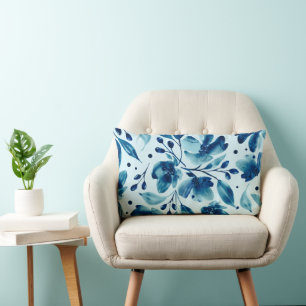 Mona Blues Moderne Aquarellblume umkehrbar Lendenkissen