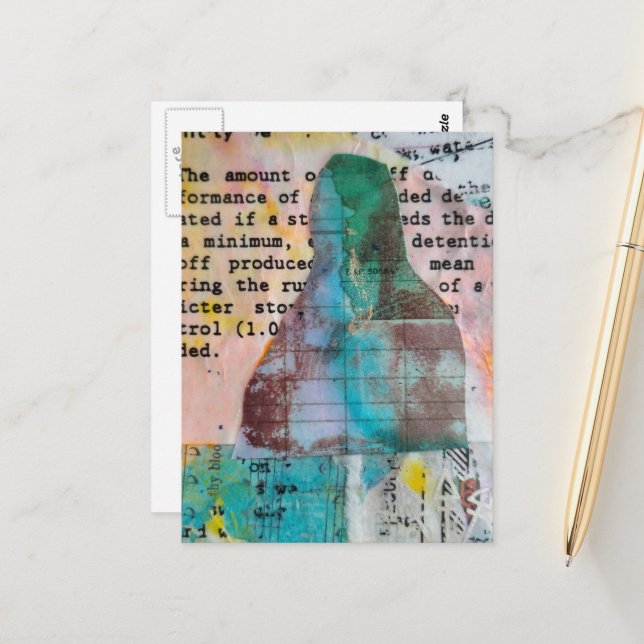 Mona gestempelte Mixed Media Postkarte (Vorderseite/Rückseite Beispiel)