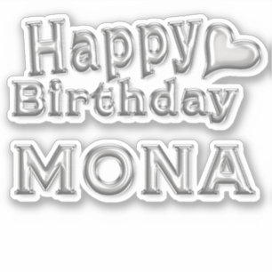 Mona Happy Birthday silver Aufkleber Sticker