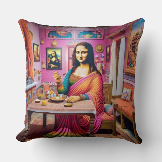 Mona isst indische Gerichte Kissen (Vorderseite)