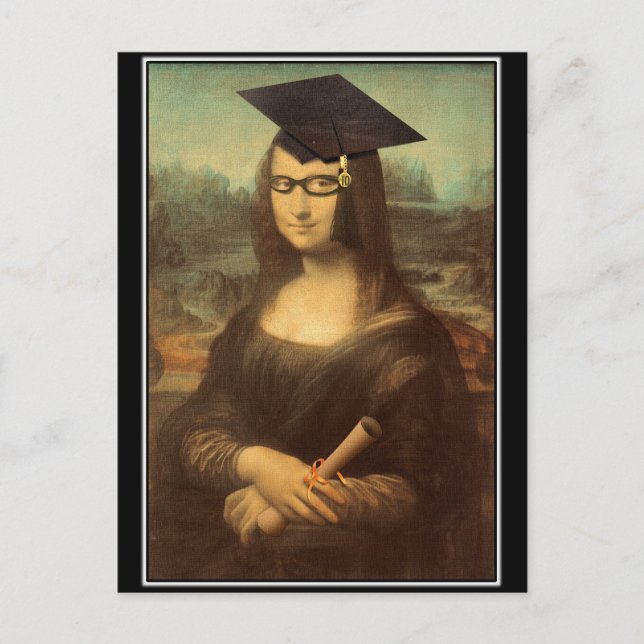 Mona Lisa Abschluss Grad Cap Ankündigungspostkarte (Vorderseite)