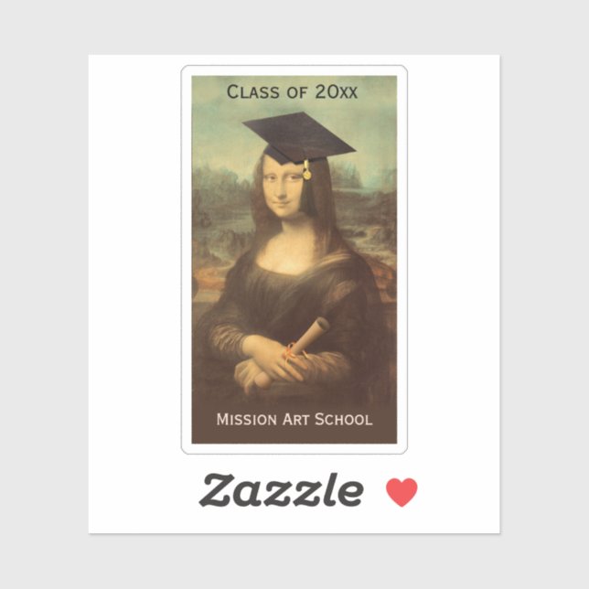 Mona Lisa Abschluss Grad Cap Aufkleber (Blatt)