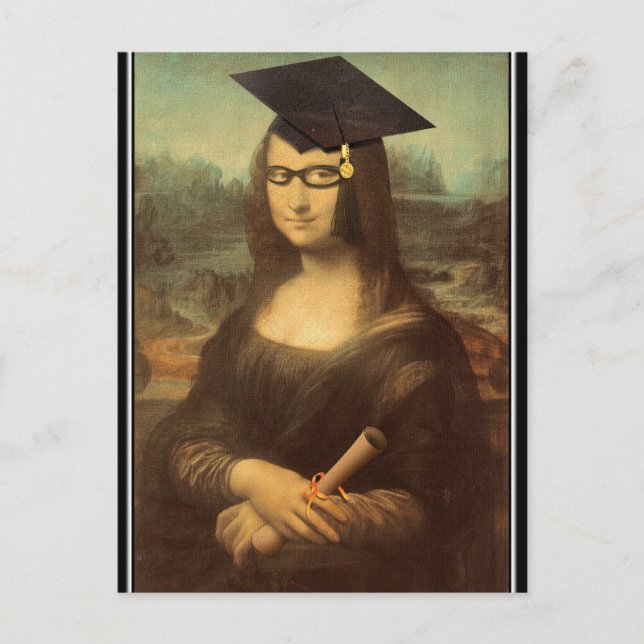 Mona Lisa Abschluss Grad Cap Postkarte (Vorderseite)