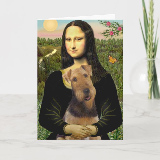 Mona Lisa - Airedale Terrier (#1) Feiertagskarte (Vorderseite)