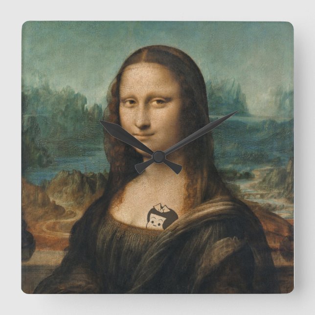 Mona Lisa, aktualisierte Wall-Uhr Quadratische Wanduhr (Vorderseite)
