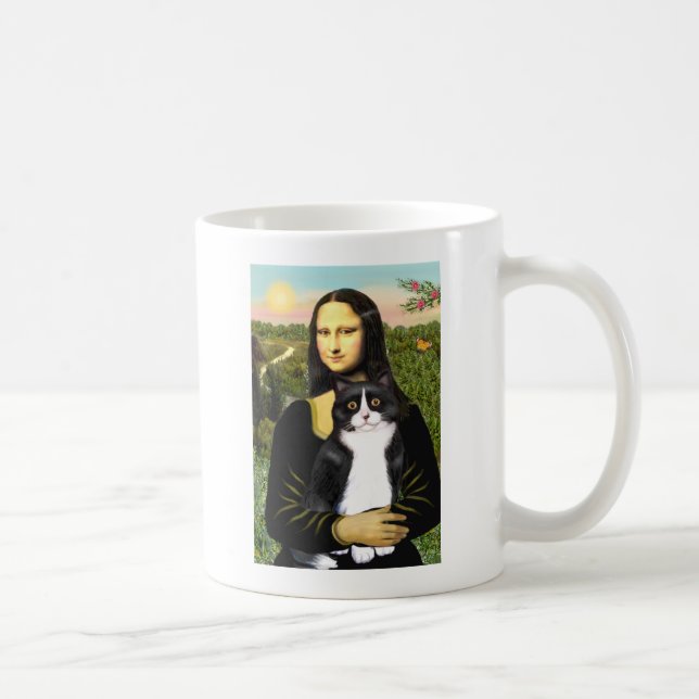 Mona Lisa - Am SH schwarz-weiße Katze Kaffeetasse (Rechts)