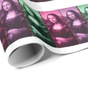 Mona Lisa Animal Print Green Pink Lila Geschenkpapier