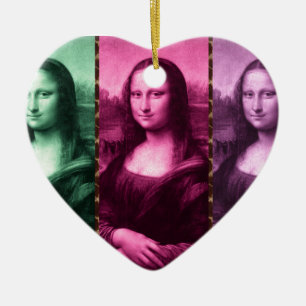 Mona Lisa Animal Print Green Pink Lila Keramik Ornament