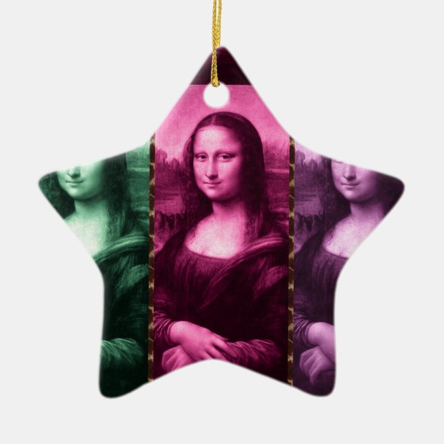 Mona Lisa Animal Print Green Pink Lila Keramikornament (Vorne)