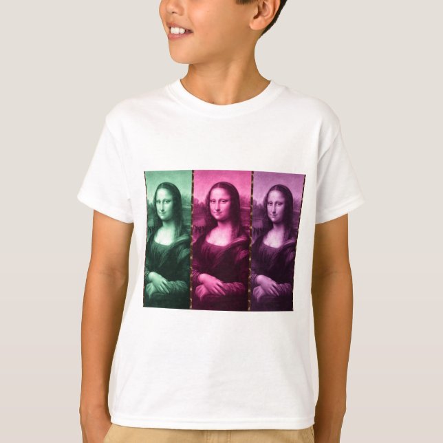 Mona Lisa Animal Print Green Pink Lila T-Shirt (Vorderseite)