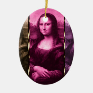 Mona Lisa Animal Print Lila Pink Chocolate Keramik Ornament