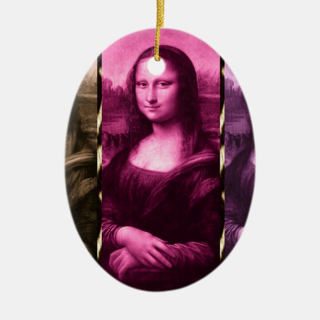 Mona Lisa Animal Print Lila Pink Chocolate Keramik Ornament (Vorne)