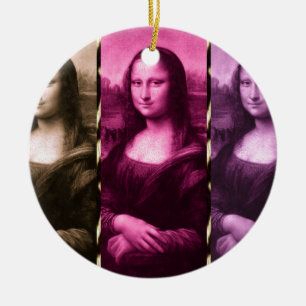 Mona Lisa Animal Print Lila Pink Chocolate Keramik Ornament
