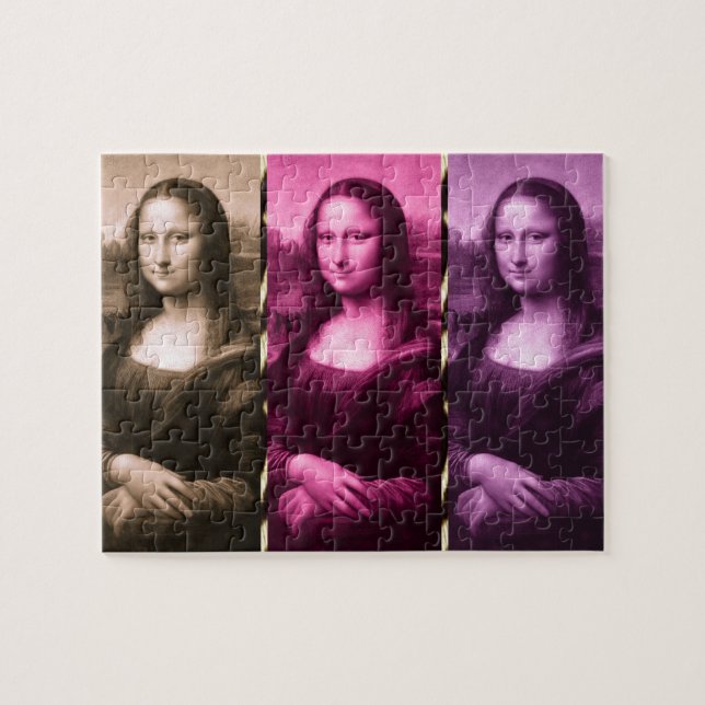 Mona Lisa Animal Print Lila Pink Chocolate Puzzle (Horizontal)