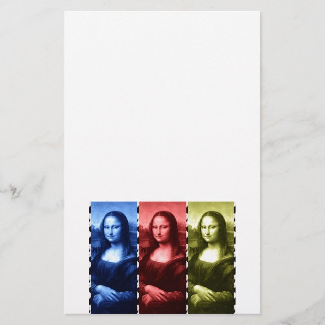 Mona Lisa Animal Print Primary Colors Briefpapier (Vorderseite)