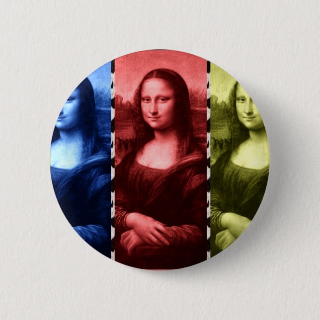 Mona Lisa Animal Print Primary Colors Button (Vorderseite)