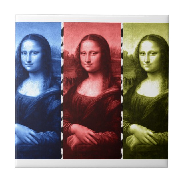 Mona Lisa Animal Print Primary Colors Fliese (Vorderseite)