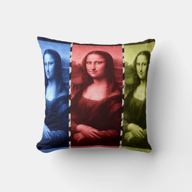 Mona Lisa Animal Print Primary Colors Kissen (Vorderseite)