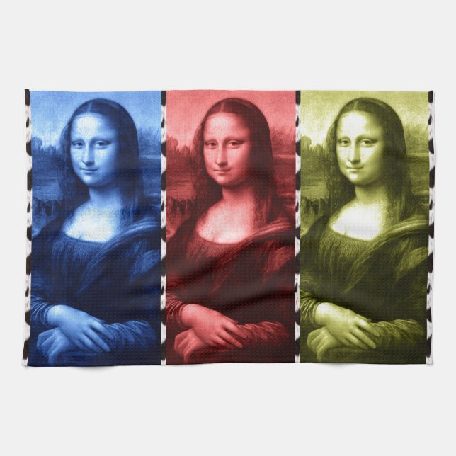 Mona Lisa Animal Print Primary Colors Küchentuch (Horizontal)