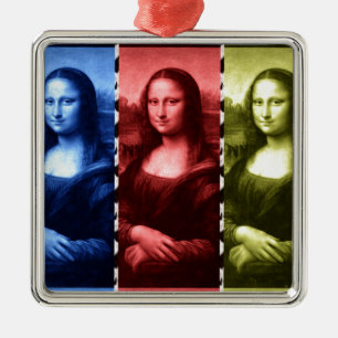 Mona Lisa Animal Print Primary Colors Silbernes Ornament