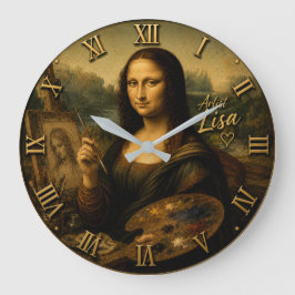 Mona Lisa Artist Funny Fine Art Painter Große Wanduhr
