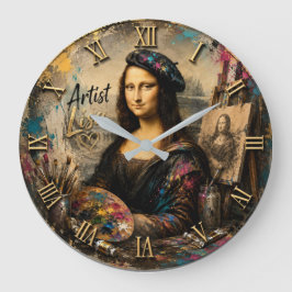 Mona Lisa Artist Funny Painter Studio Große Wanduhr