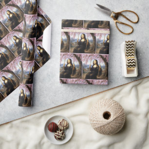 Mona Lisa auf einer Schaukel in Kirschblüten Geschenkpapier