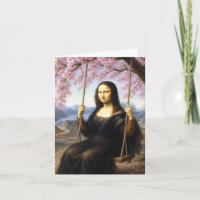 Mona Lisa auf einer Schaukel in Kirschblüten