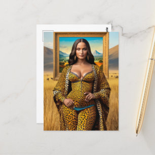 Mona Lisa auf Safari Postkarte
