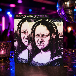 Mona Lisa Bass Gesicht Lustige Musikliebhaber DJs Einladung