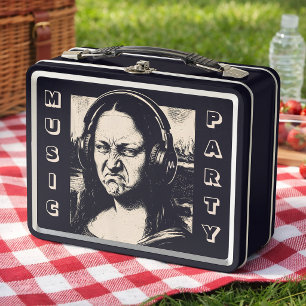 Mona Lisa Bass Gesicht Lustige Musikliebhaber DJs Metall Brotdose