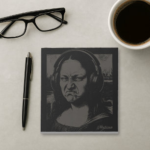 Mona Lisa Bass Gesicht Lustige Musikliebhaber DJs Notizblock