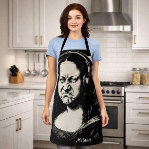 Mona Lisa Bass Gesicht Lustige Musikliebhaber DJs Schürze