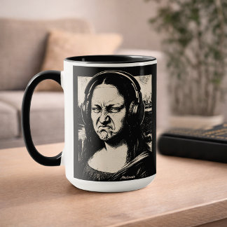 Mona Lisa Bass Gesicht Lustige Musikliebhaber DJs Tasse