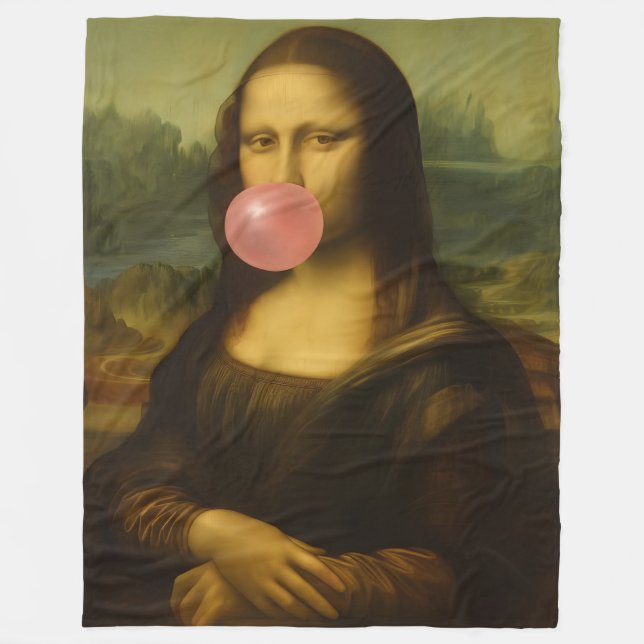 Mona Lisa Blase Pink Bubble Gum Fleecedecke (Vorderseite)
