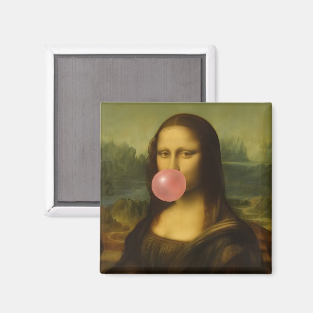 Mona Lisa Blase Pink Bubble Gum Magnet (Vorderseite/Rückseite)