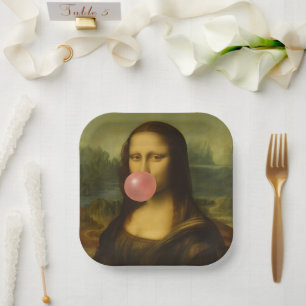 Mona Lisa Blase Pink Bubble Gum Pappteller