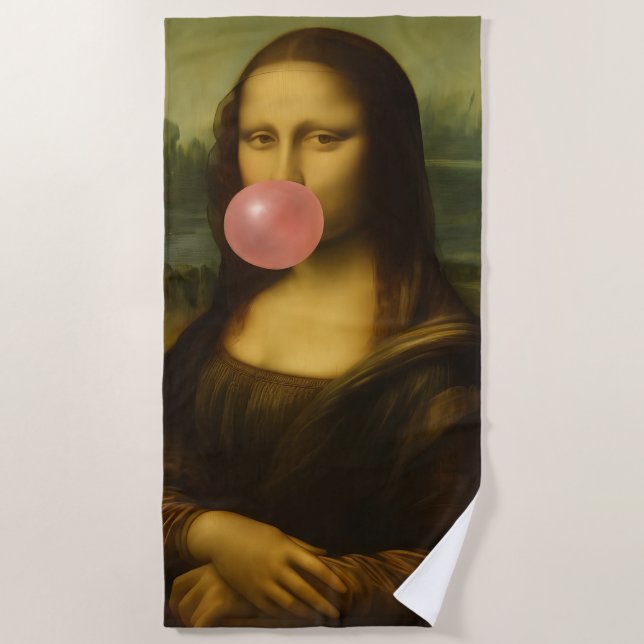 Mona Lisa Blase Pink Bubble Gum Strandtuch (Vorderseite)