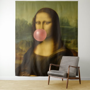 Mona Lisa Blase Pink Bubble Gum Wandteppich