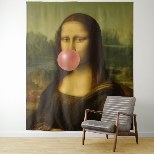 Mona Lisa Blase Pink Bubble Gum Wandteppich (Beispiel)