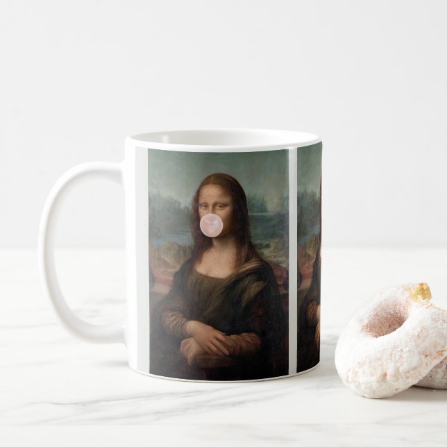 Mona Lisa Blasst Pink Bubble gum Kaffeetasse (Mit Donut)